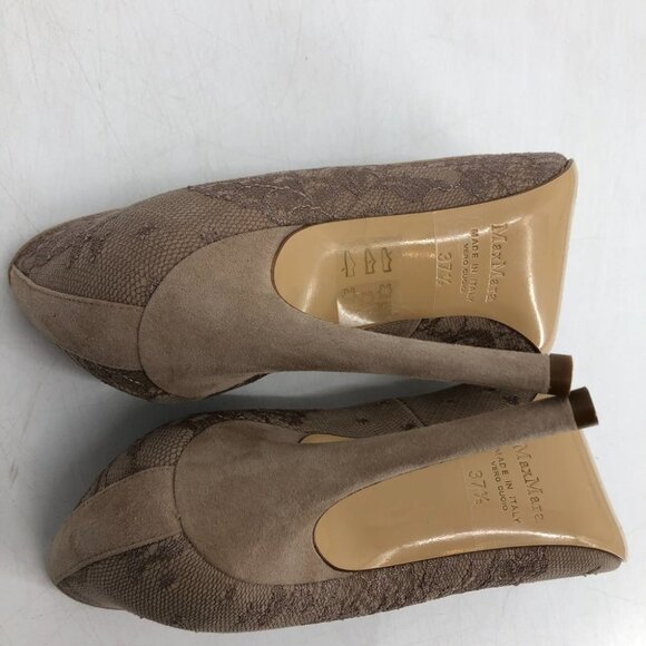 NIB MaxMara Leccio nude lace high heels pointed toe  taupe 37.5 - Picture 9 of 16